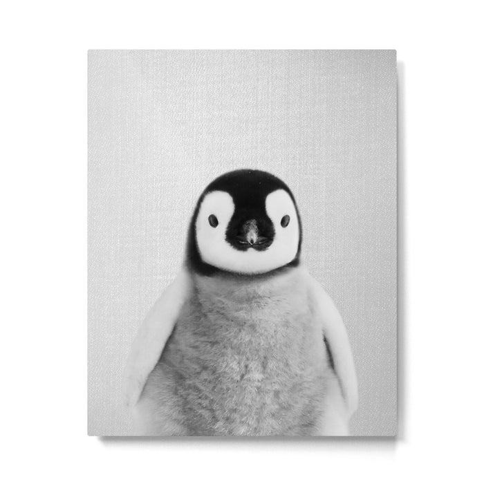 Baby Penguin - Black & White Metal Print Gallery Image 1