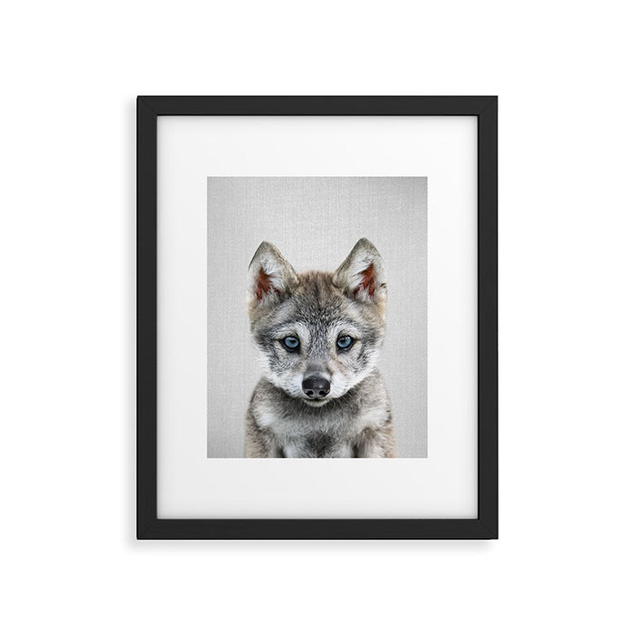 Baby Wolf - Colorful Framed Art Print Gallery Image 1
