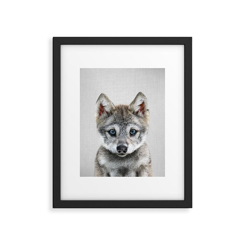 Baby Wolf - Colorful Framed Art Print Gallery Image 4