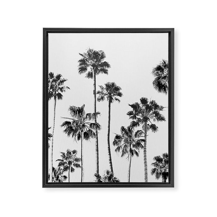 Black & White Palms 3 Framed Canvas Print Gallery Image 1
