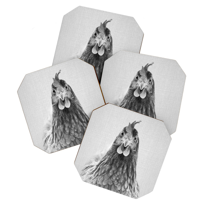 Chicken - Black & White Coaster Gallery Image 1