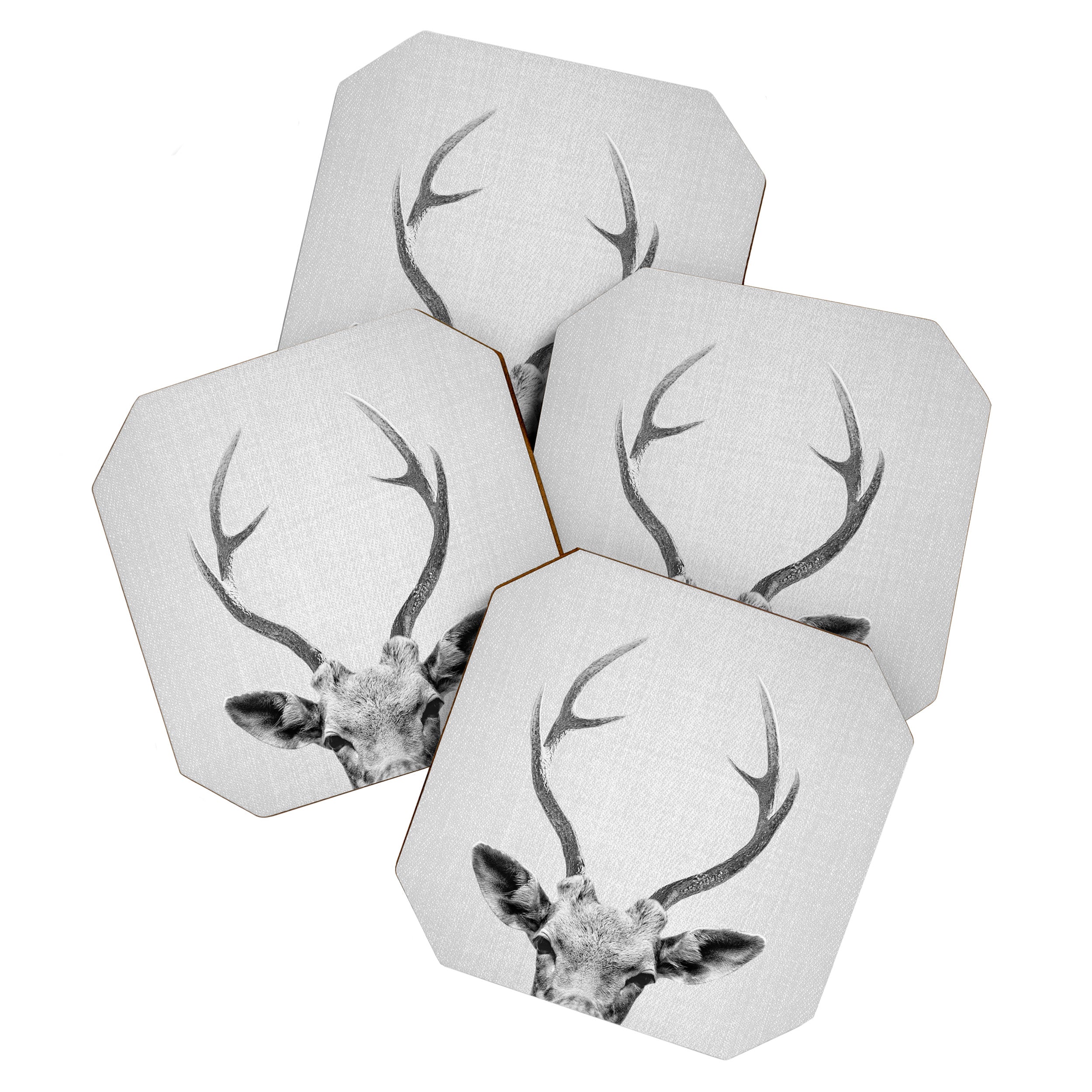 Deer - Black & White Coaster Gallery Image 1