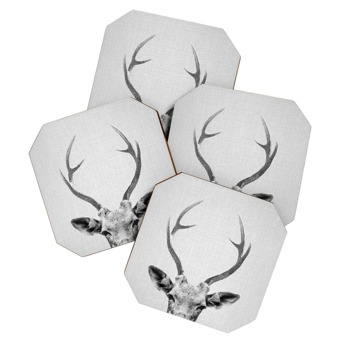 Deer - Black & White Coaster Gallery Image 1