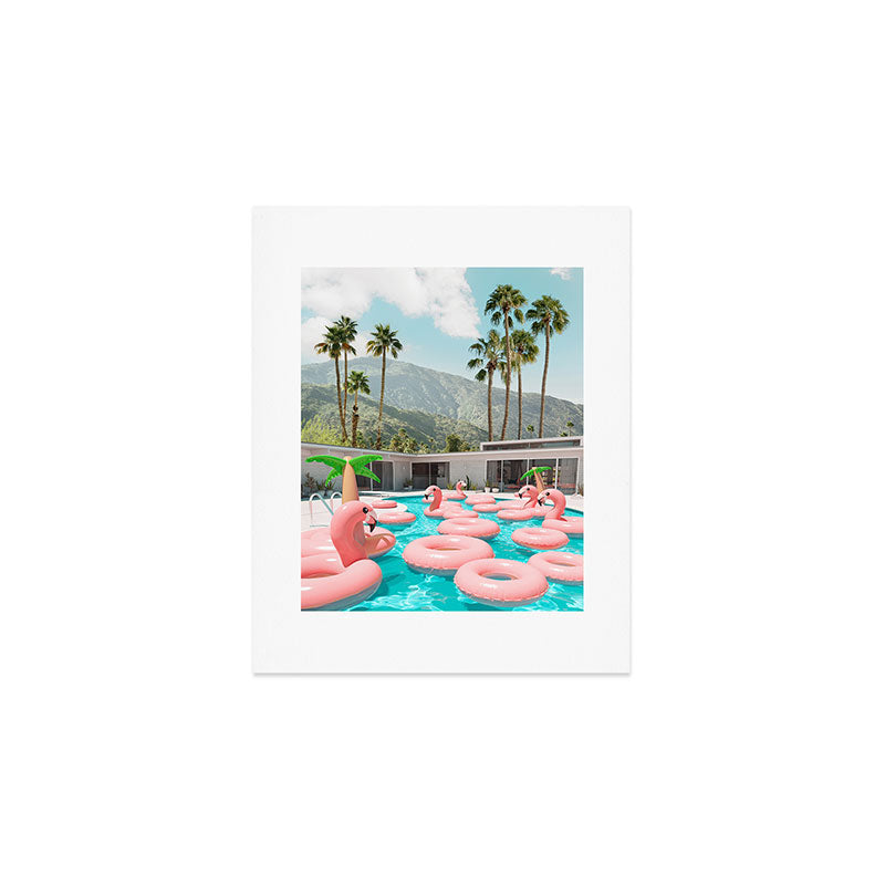 Flamingo Pool Party Art Print Gallery Image 1