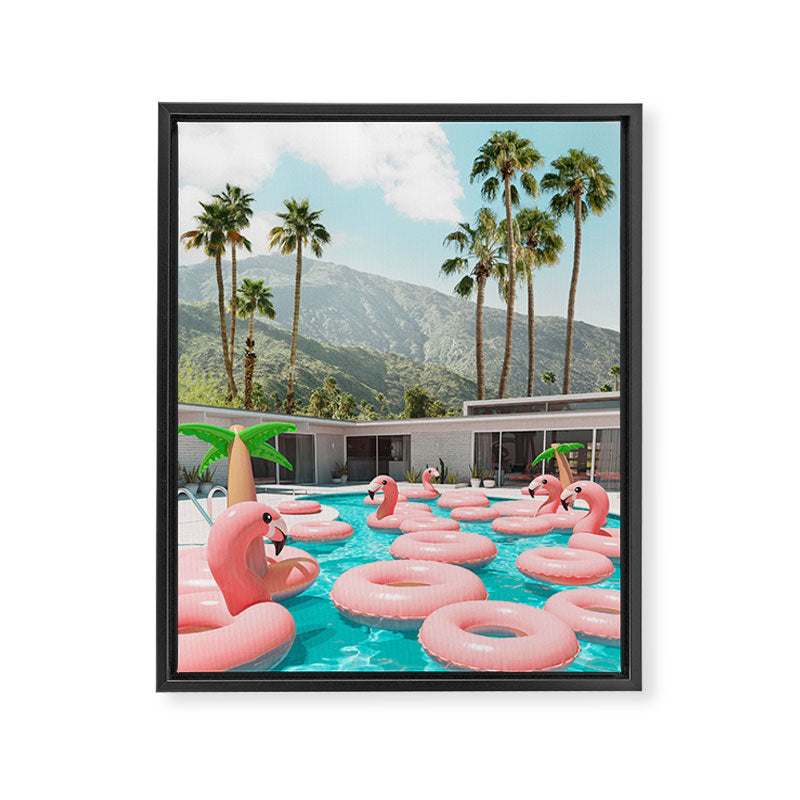 Flamingo Pool Party Framed Canvas Print Gallery Image 6