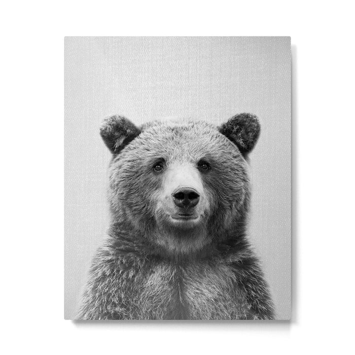 Grizzly Bear - Black & White Metal Print Gallery Image 1