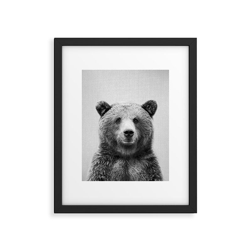 Grizzly Bear - Black & White Framed Art Print Gallery Image 4