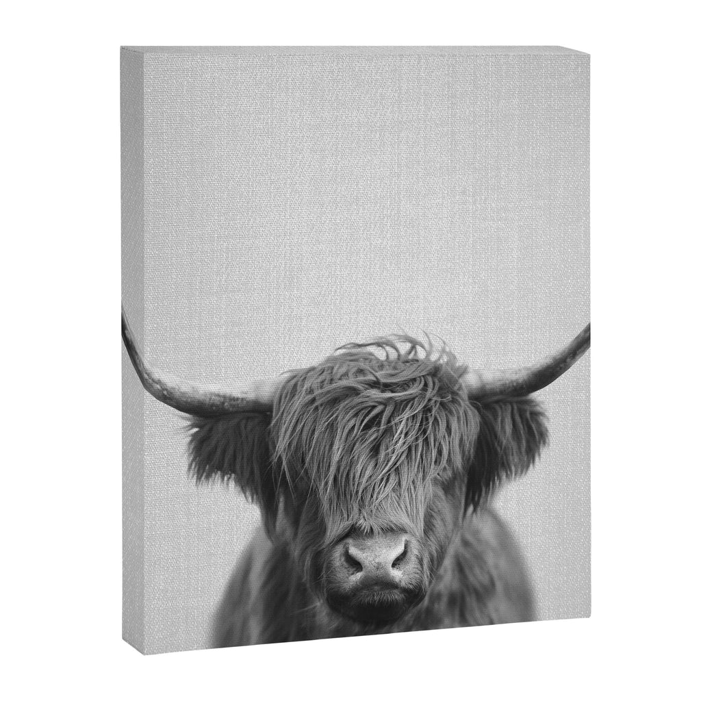 Highland Cow - Black & White Canvas Print Gallery Image 8