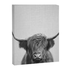Highland Cow - Black & White Canvas Print Gallery Image 8