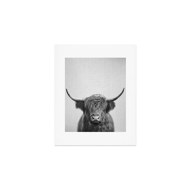 Highland Cow - Black & White Art Print Gallery Image 1