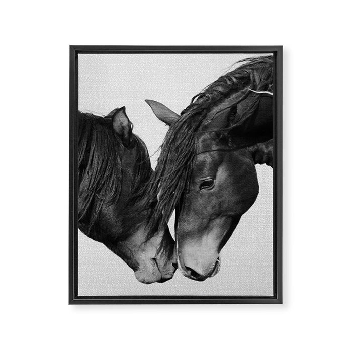 Horses - Black & White 4 Framed Canvas Print Gallery Image 1