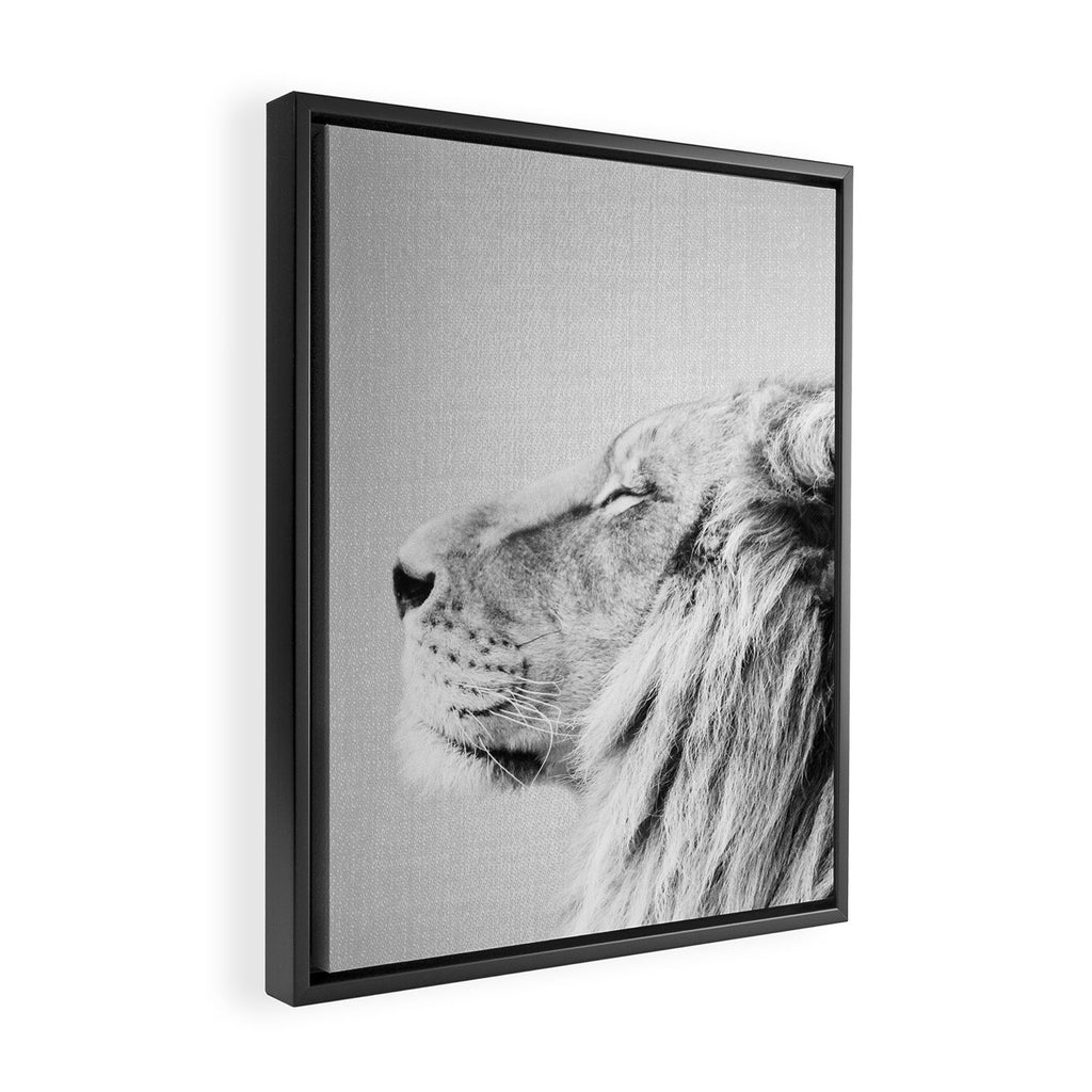 Lion Portrait - Black & White Framed Canvas Print Gallery Image 2