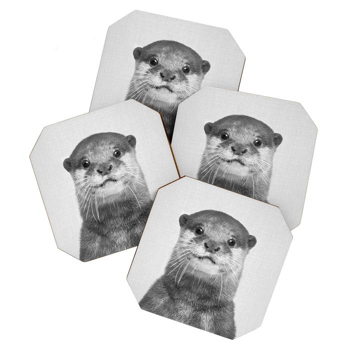 Otter - Black & White Coaster Gallery Image 1