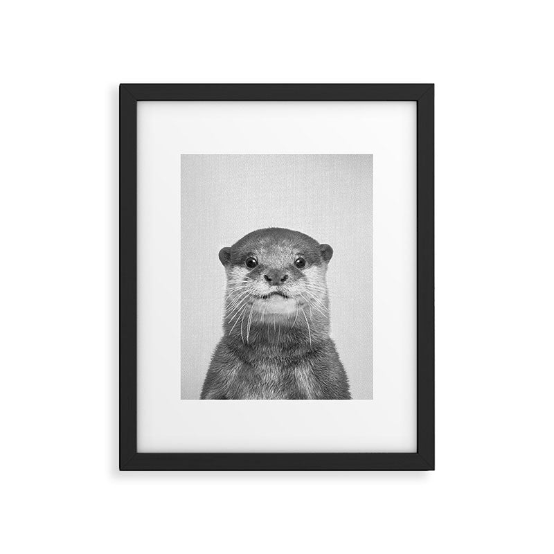Otter - Black & White Framed Art Print Gallery Image 4