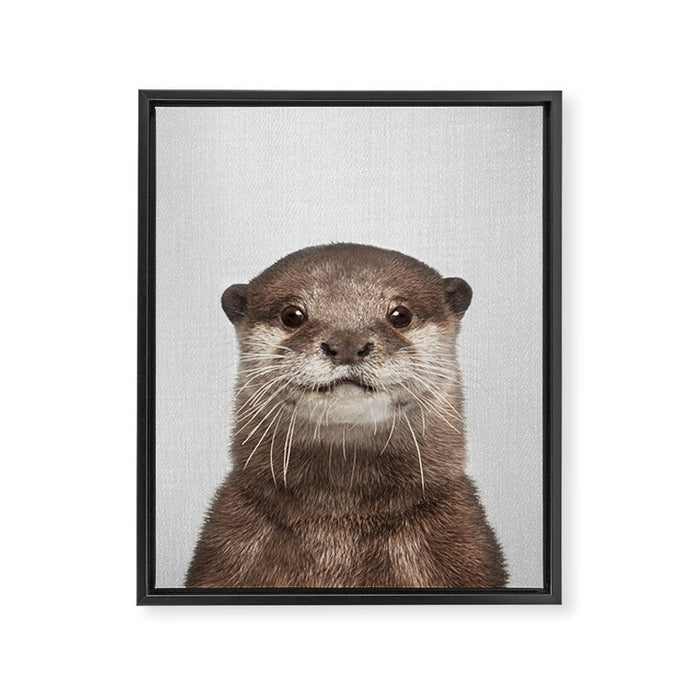 Otter - Colorful Framed Canvas Print Gallery Image 1