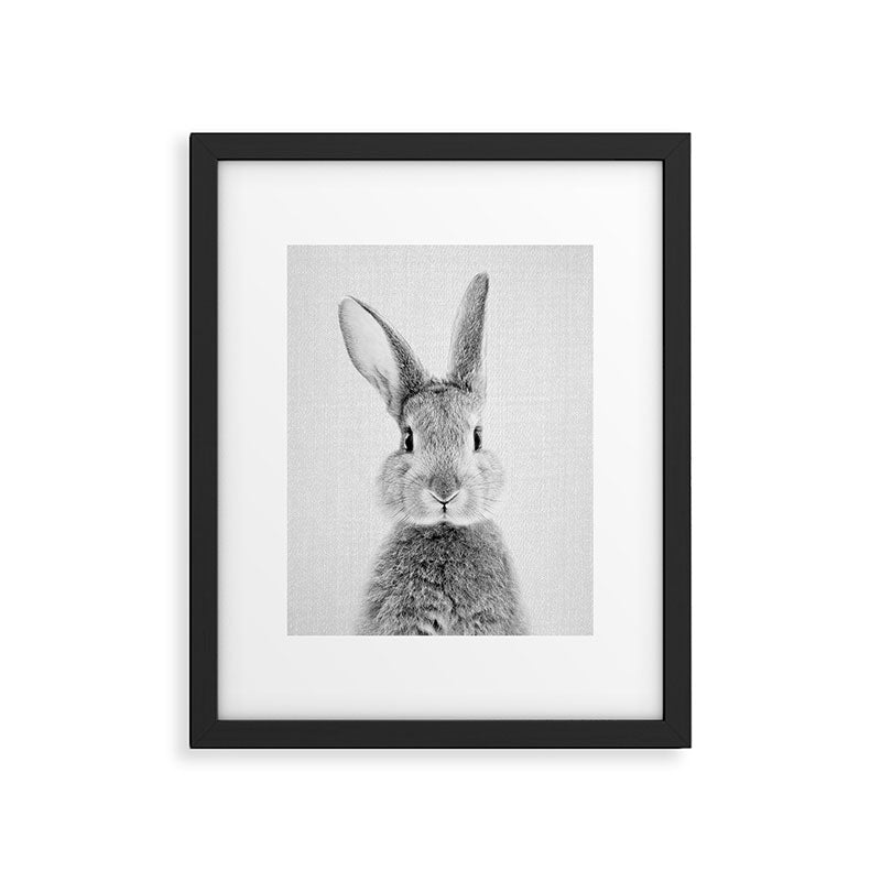 Rabbit - Black & White Framed Art Print Gallery Image 6