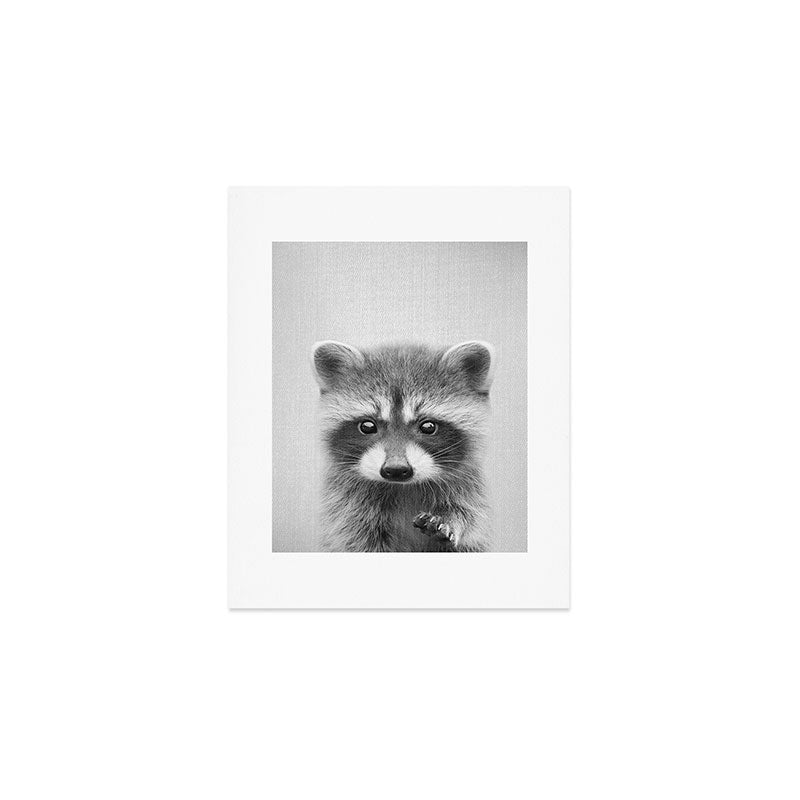 Raccoon - Black & White Art Print Gallery Image 1