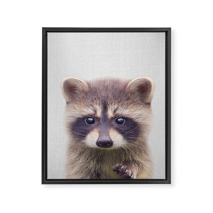 Raccoon - Colorful Framed Canvas Print Gallery Image 1