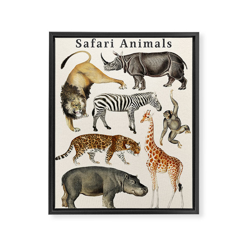 Safari Animals Collection Framed Canvas Print Gallery Image 6