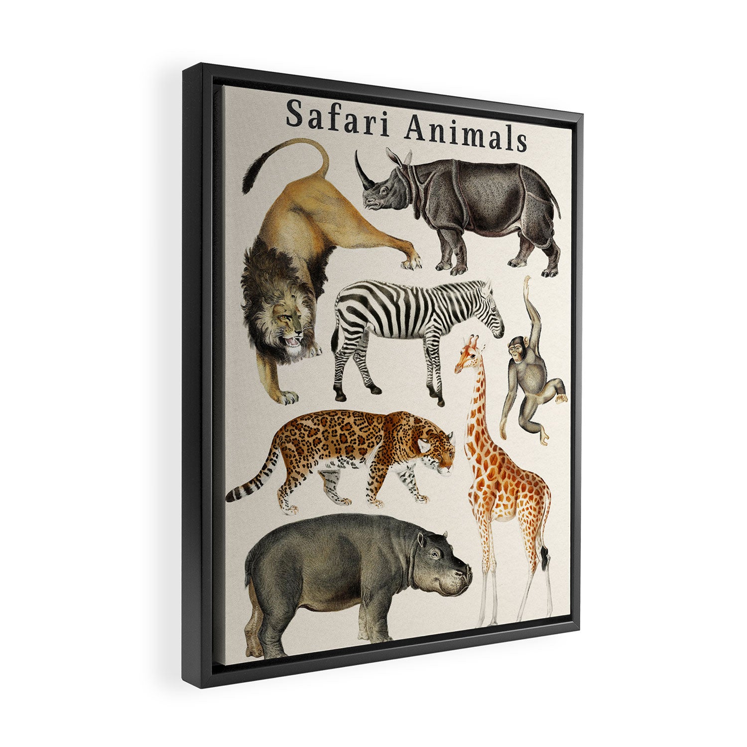 Safari Animals Collection Framed Canvas Print Gallery Image 2