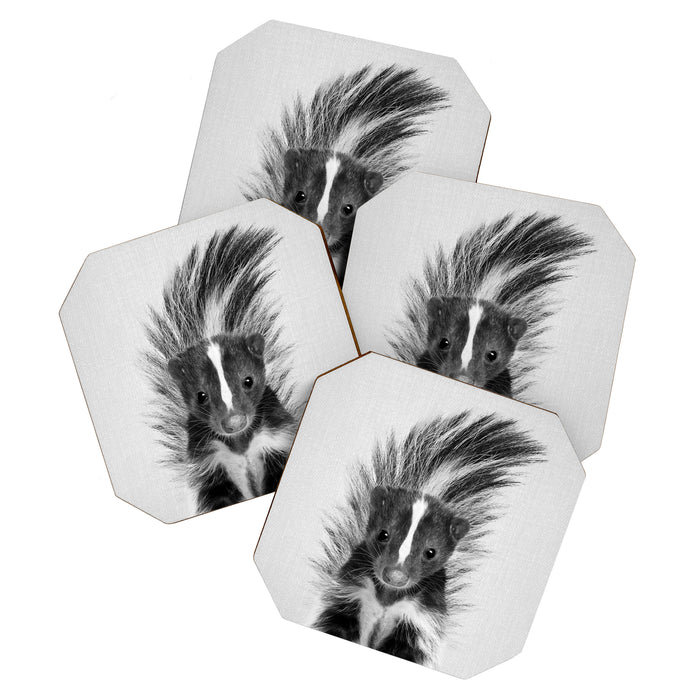 Skunk - Black & White Coaster Gallery Image 1