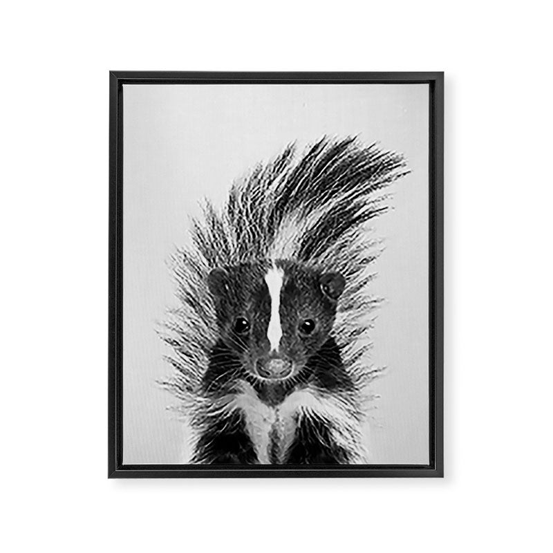 Skunk - Black & White Framed Canvas Print Gallery Image 8