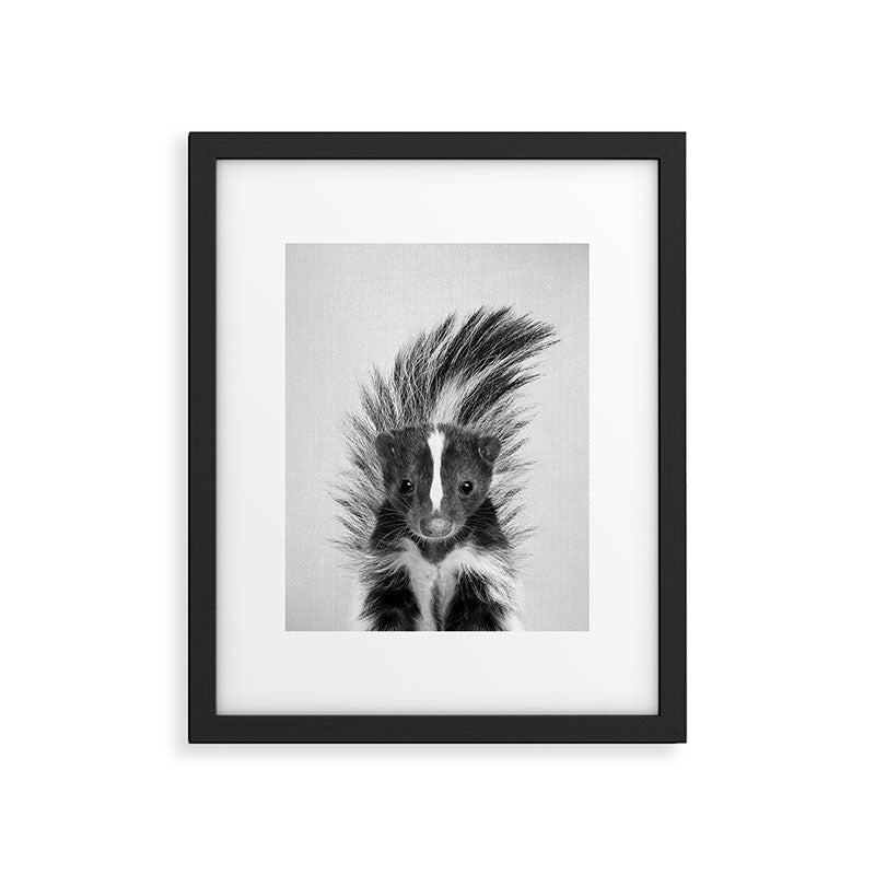 Skunk - Black & White Framed Art Print Gallery Image 6
