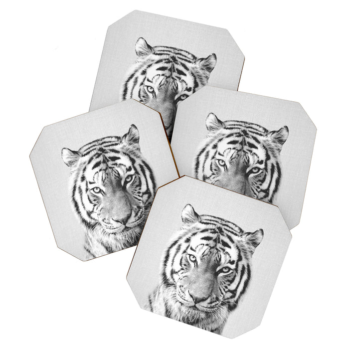 Tiger - Black & White Coaster Gallery Image 1