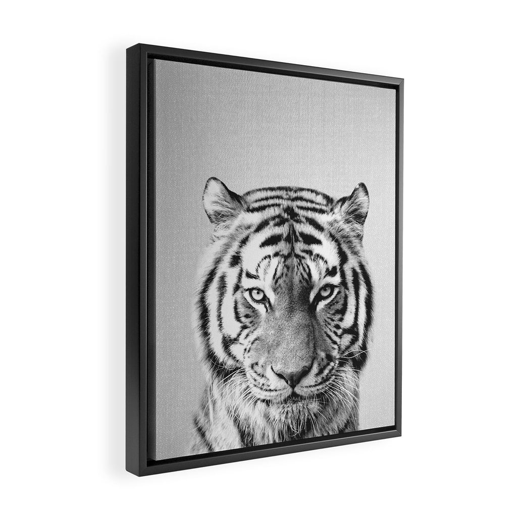 Tiger - Black & White Framed Canvas Print Gallery Image 2