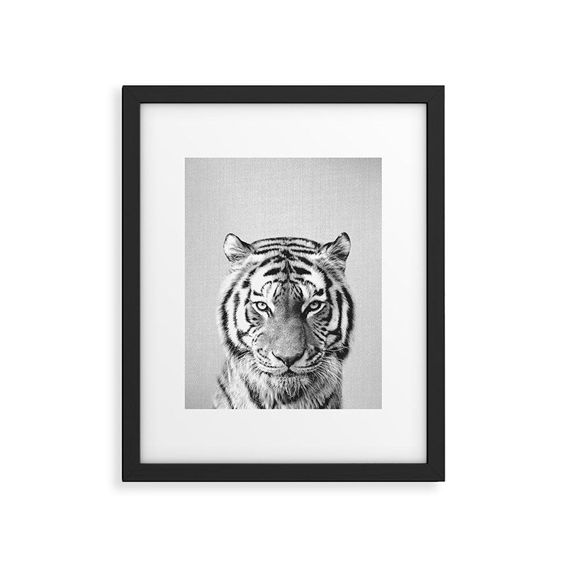 Tiger - Black & White Framed Art Print Gallery Image 4