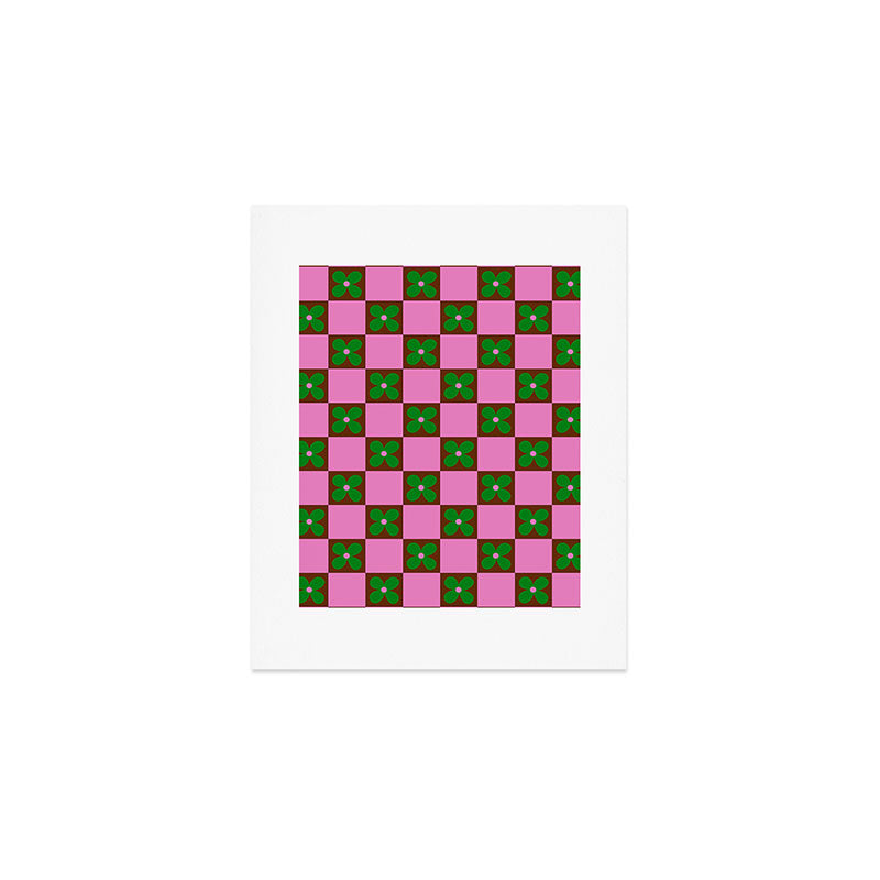 Billie - Floral Checker Art Print Gallery Image 1