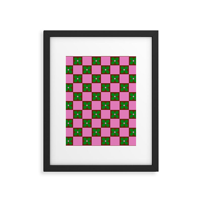 Billie - Floral Checker Framed Art Print Gallery Image 6
