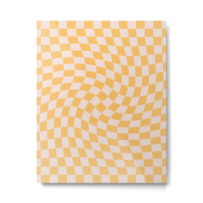 Check I - Yellow Twist â Checkerboard Print Metal Print Gallery Image 1