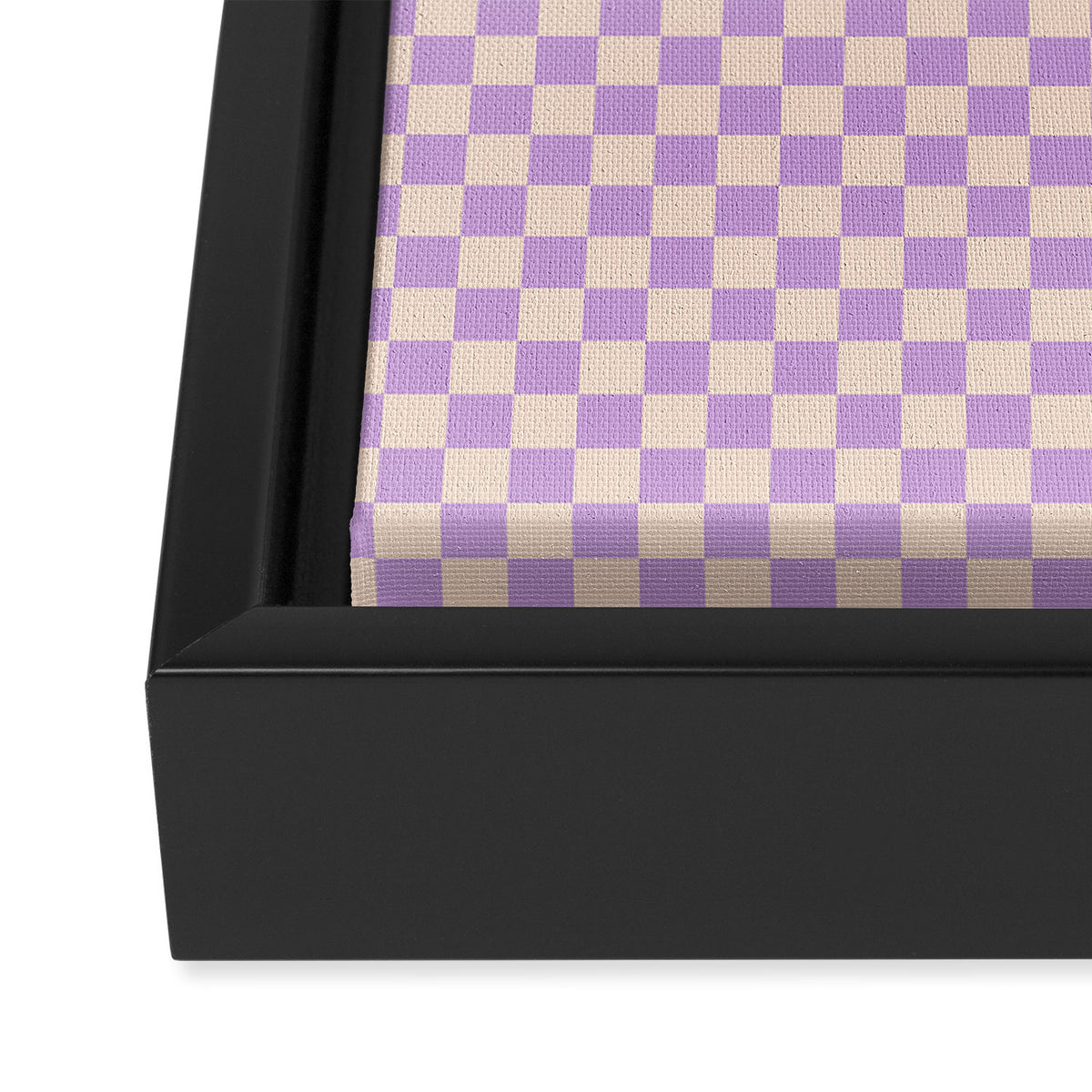 Check V - Lilac â Checkerboard Print Framed Canvas Print Gallery Image 3