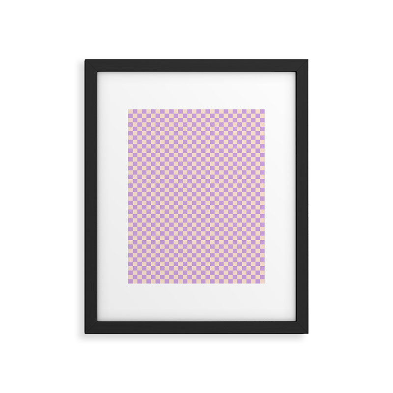 Check V - Lilac â Checkerboard Print Framed Art Print Gallery Image 6