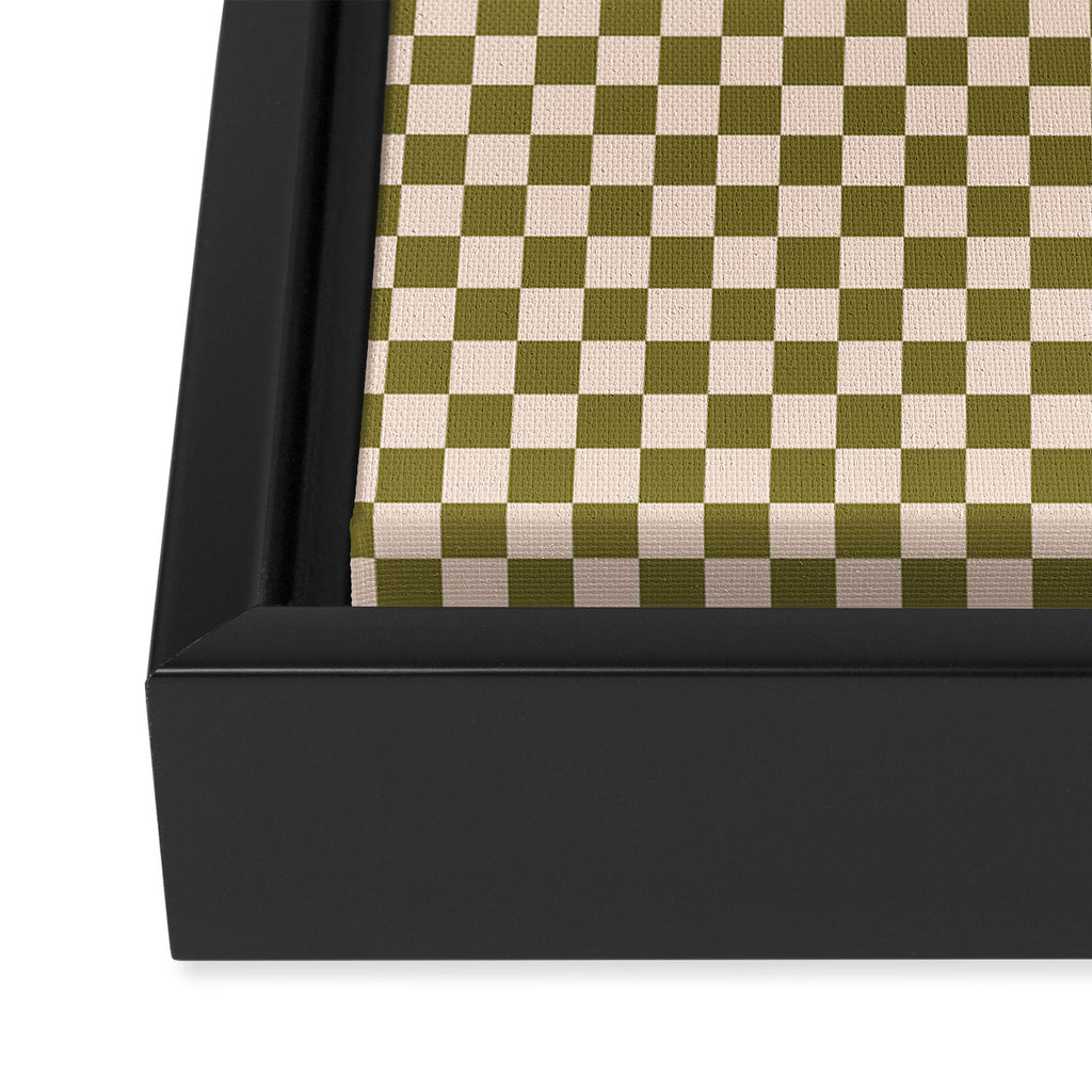 Check VI - Green â Checkerboard Print Framed Canvas Print Gallery Image 3