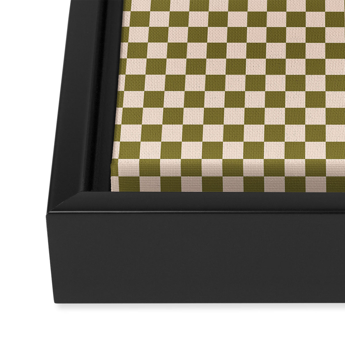 Check VI - Green â Checkerboard Print Framed Canvas Print Gallery Image 3
