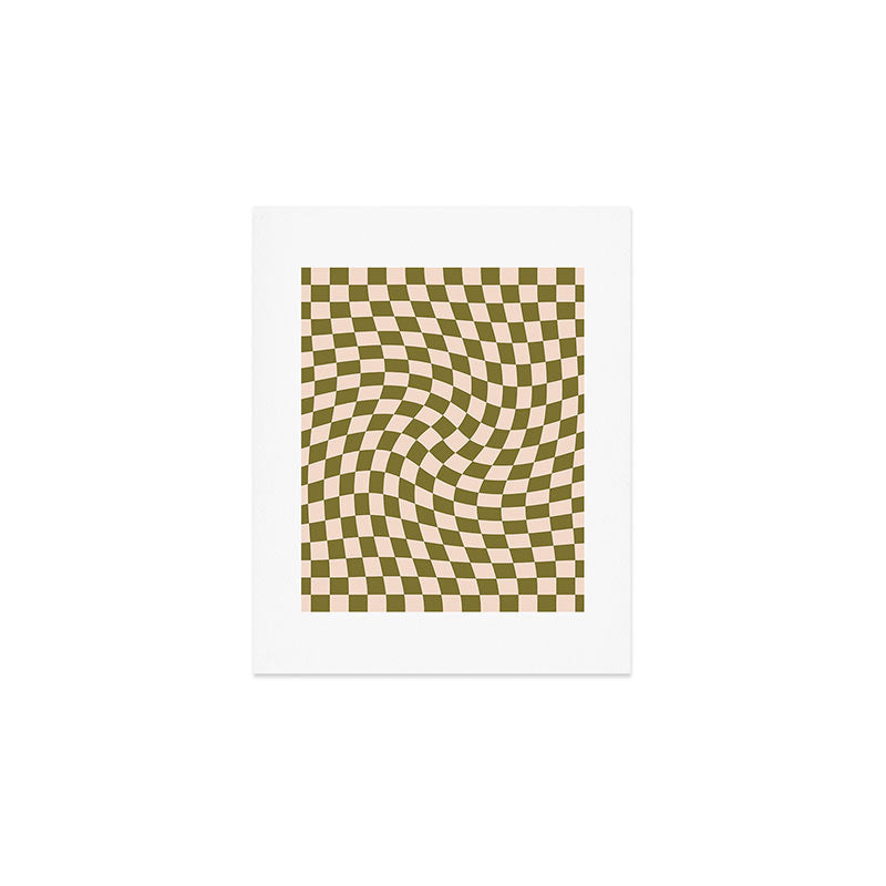 Check VI - Green Twist â Checkerboard Print Art Print Gallery Image 1