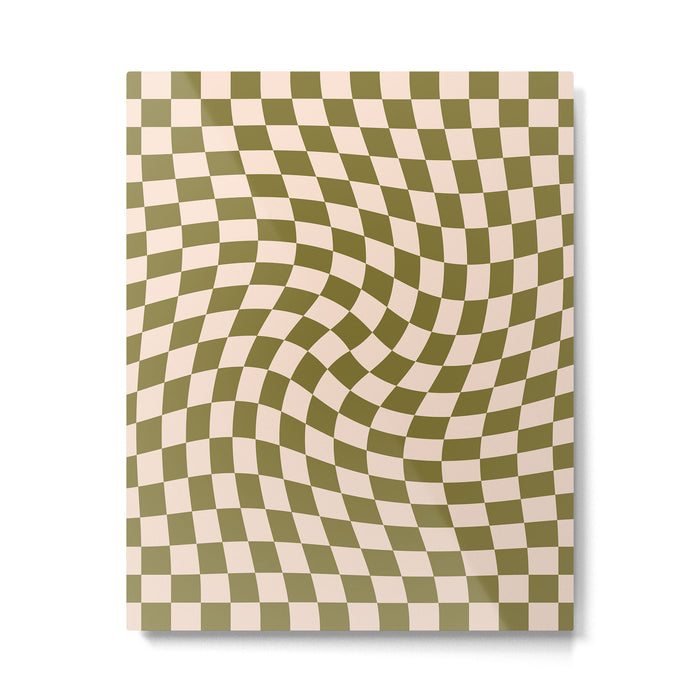 Check VI - Green Twist â Checkerboard Print Metal Print Gallery Image 1