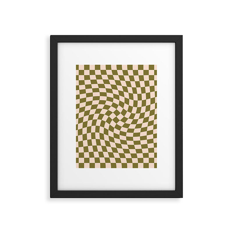 Check VI - Green Twist â Checkerboard Print Framed Art Print Gallery Image 6