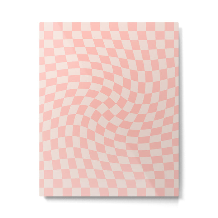 Check VII - Pink Twist â Checkerboard Print Metal Print Gallery Image 1