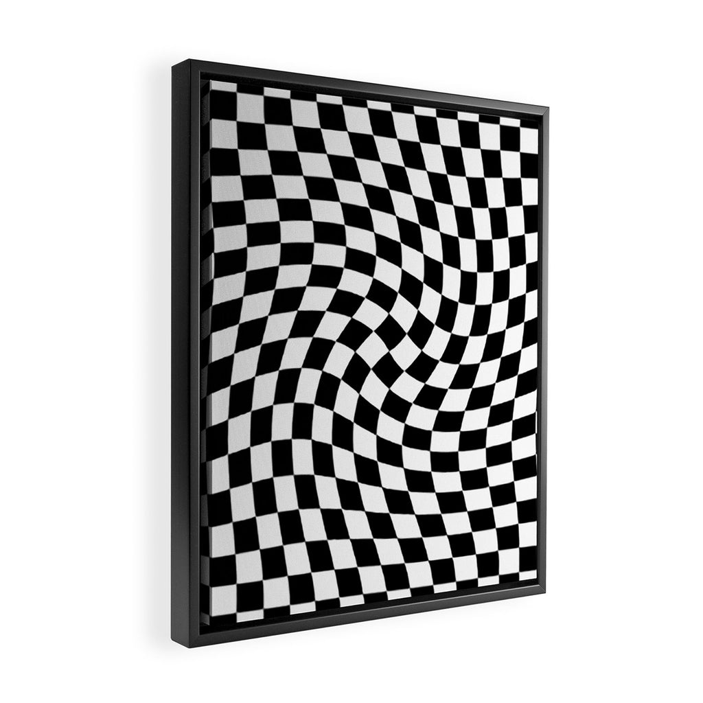 Check VIII - Black Twist â Checkerboard Print Framed Canvas Print Gallery Image 2