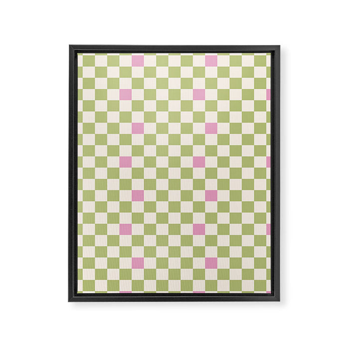Checked - Strawberries And Mint Framed Canvas Print Gallery Image 1
