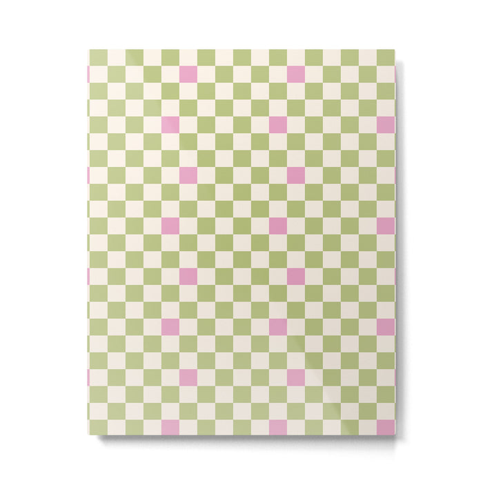 Checked - Strawberries And Mint Metal Print Gallery Image 1