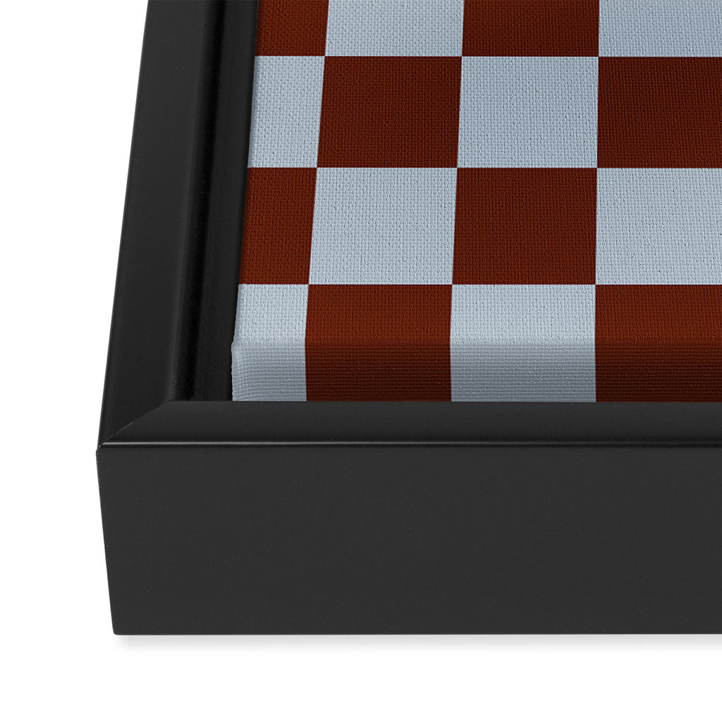 Checkerboard I - Blue Brown Framed Canvas Print Gallery Image 3