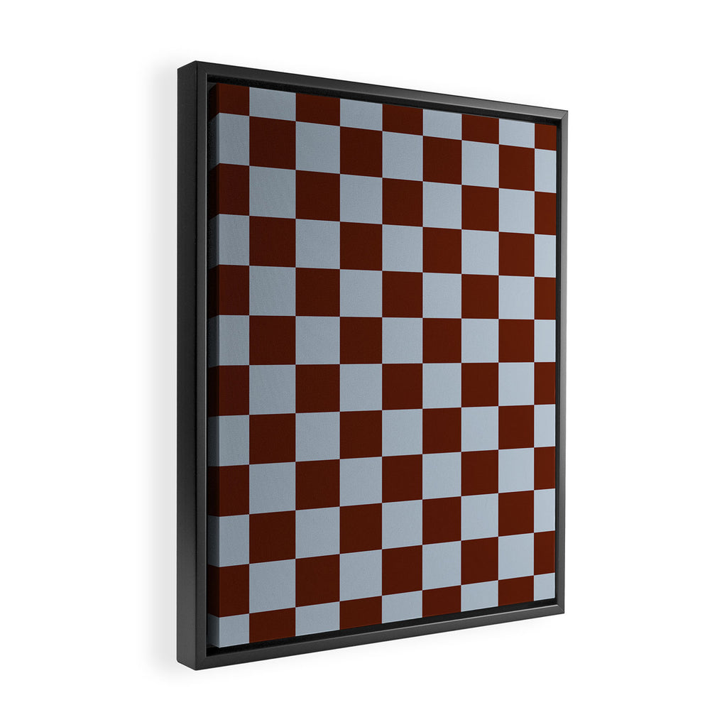 Checkerboard I - Blue Brown Framed Canvas Print Gallery Image 2