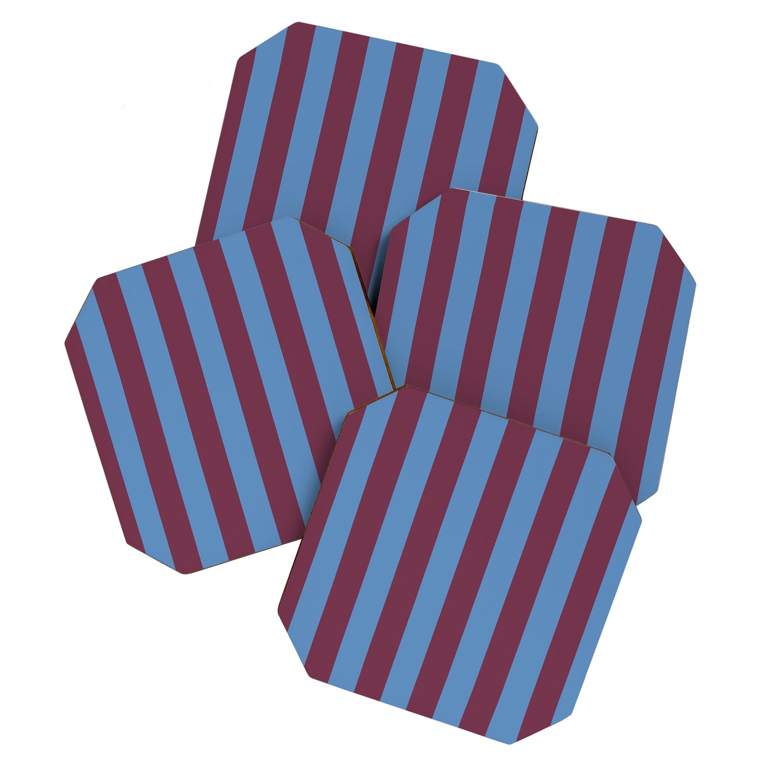 Duo I - Blue and Berry Stripes Coaster Gallery Image 1