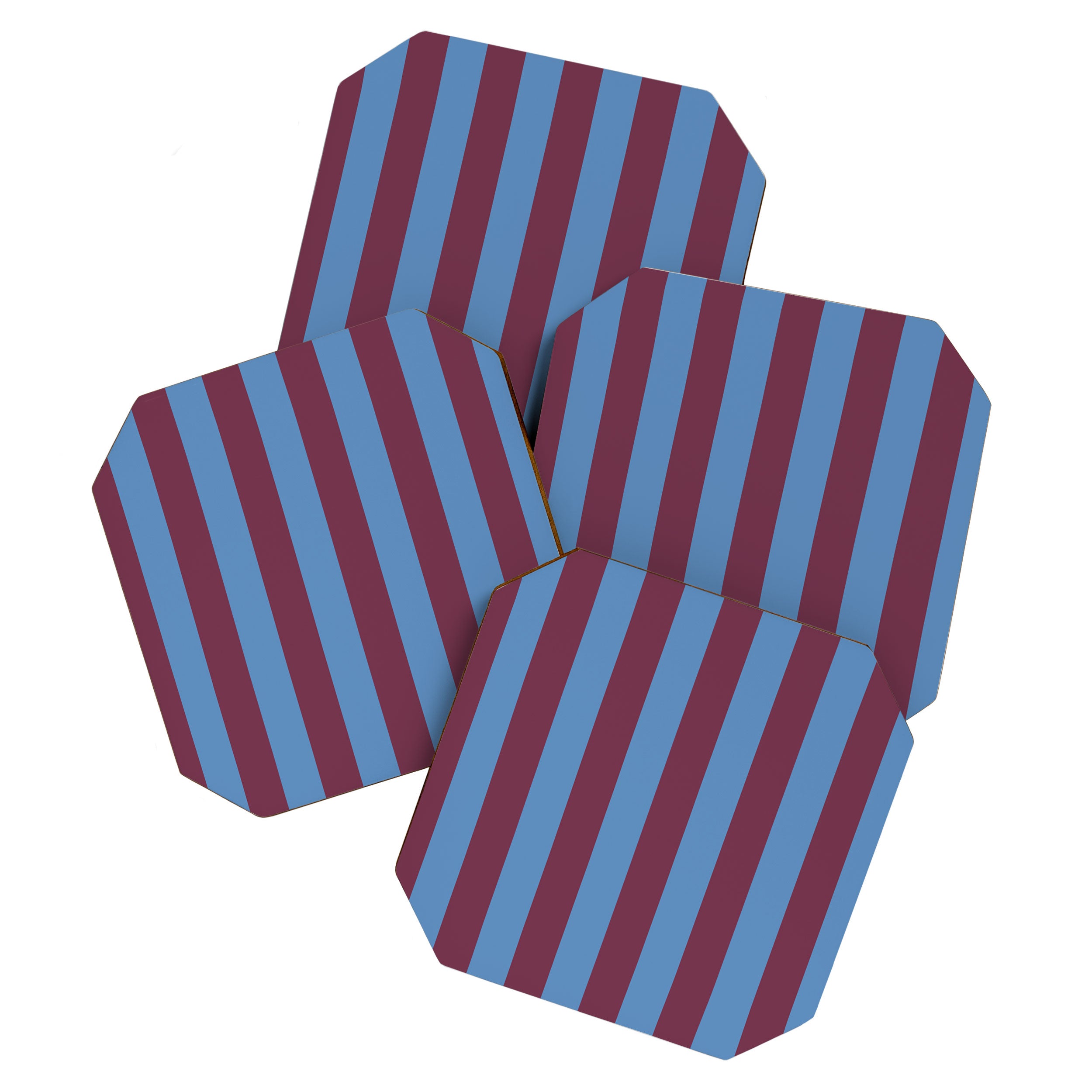 Duo I - Blue and Berry Stripes Coaster Gallery Image 1