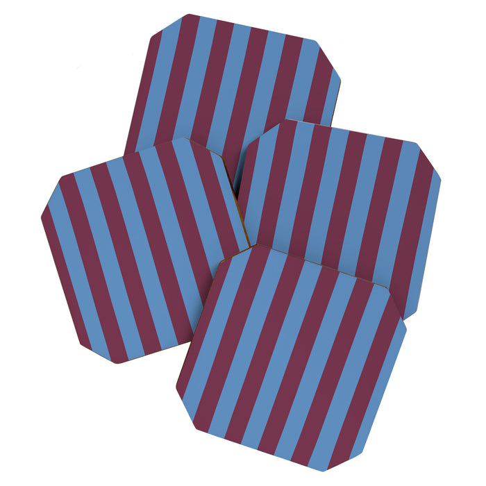 Duo I - Blue and Berry Stripes Coaster Gallery Image 1