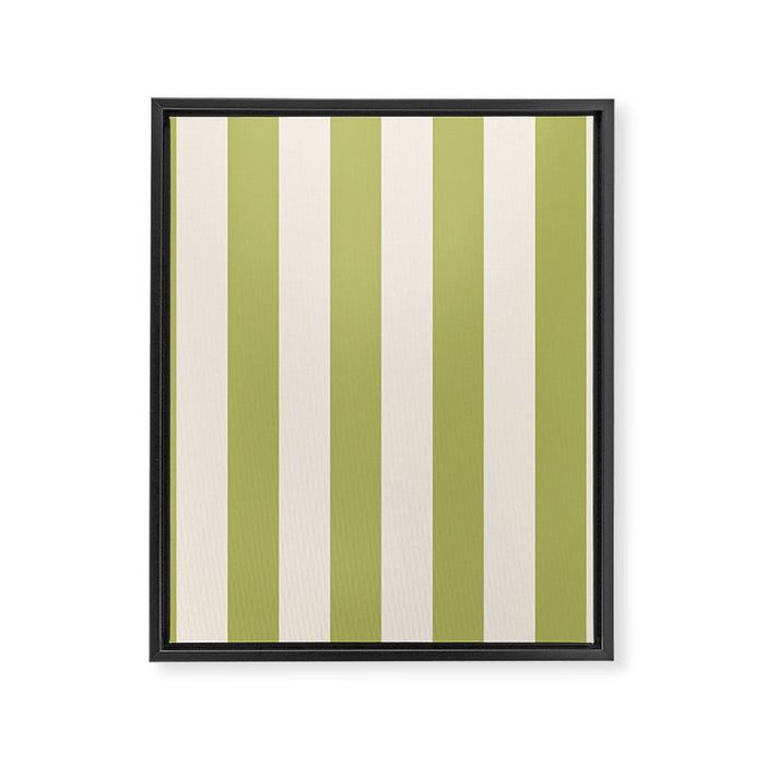 Duo I - Green and Butter Stripes Framed Canvas Print Gallery Image 1